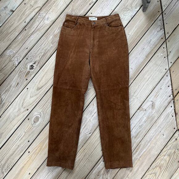 Suede Bagatelle Brown Straight Leg Pants - Picture 1 of 13